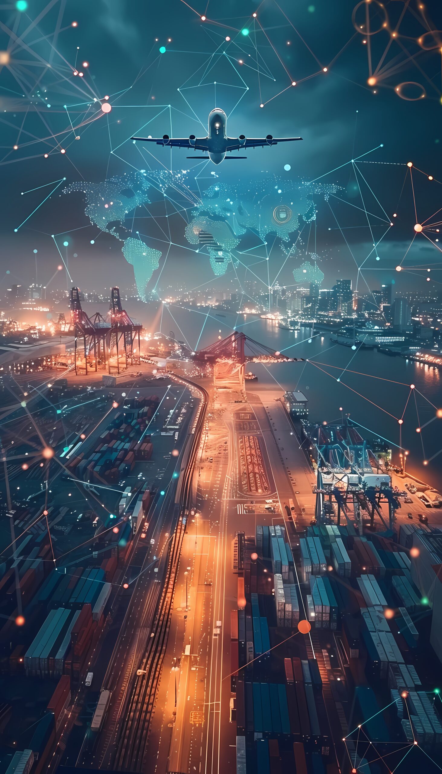 logistics means transport together with technological futuristic holograms(1)